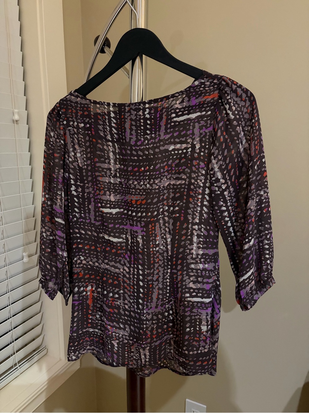 Mexx Purple Patterned Blouse with Three-Quarter Sleeves